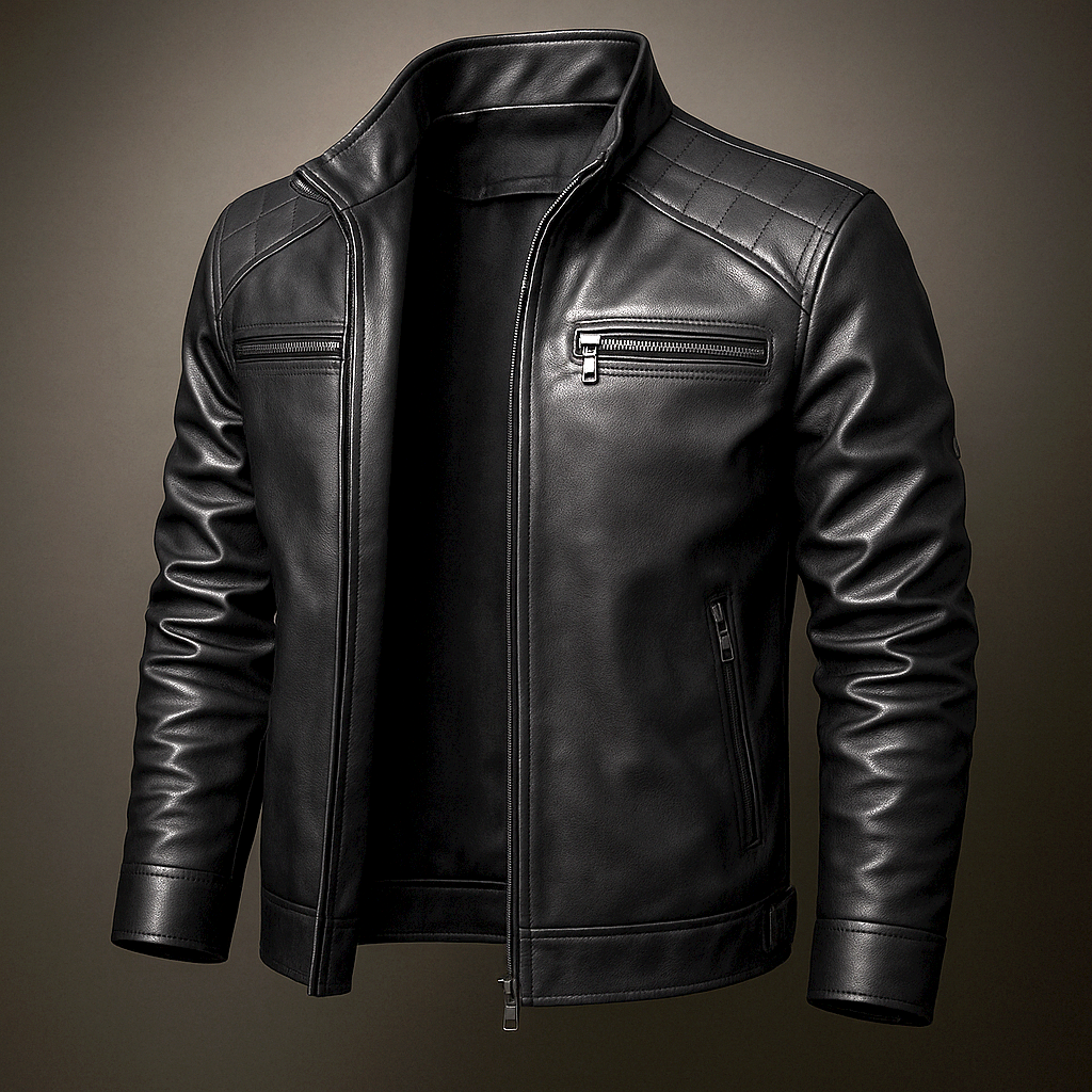 Men's Genuine Leather Jacket - Natural Grain Finish