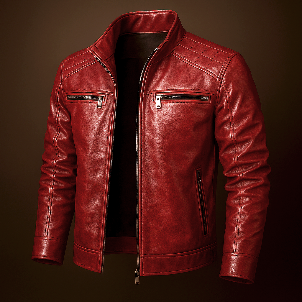 Men's Genuine Leather Jacket - Natural Grain Finish