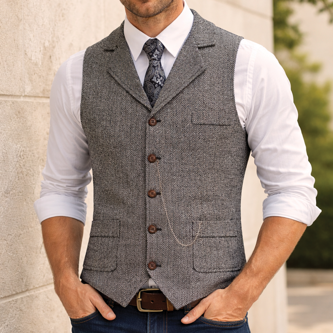Men's Retro Tailored Cotton Waistcoat