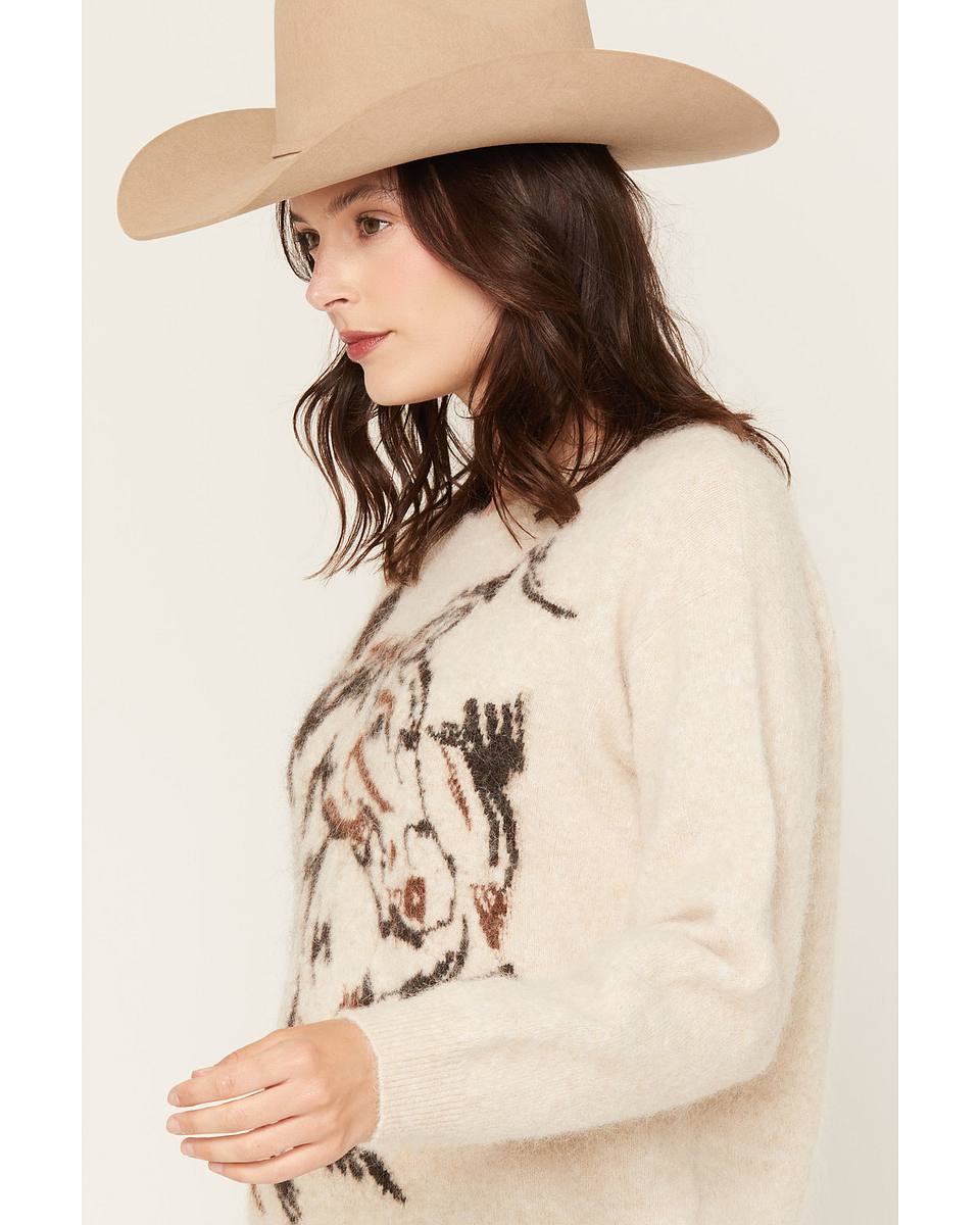 Women's Fuzzy Horse Icon Sweater