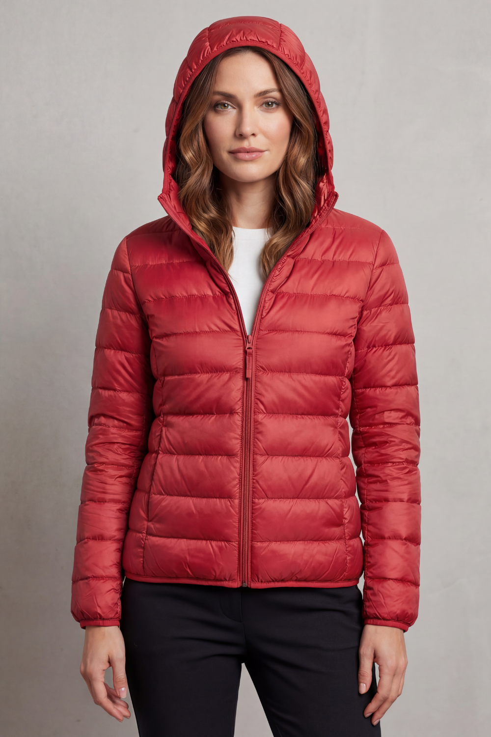 Lightweight Packable Hooded Puffer Jacket for Women