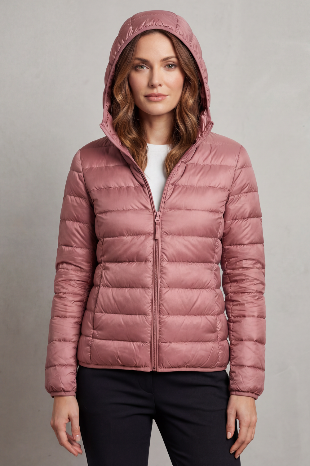 Lightweight Packable Hooded Puffer Jacket for Women