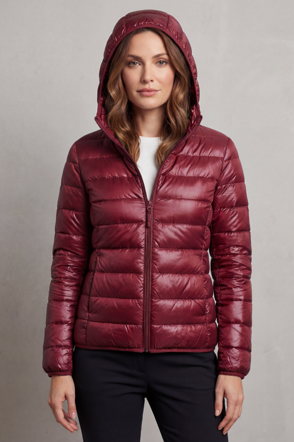 Lightweight Packable Hooded Puffer Jacket for Women