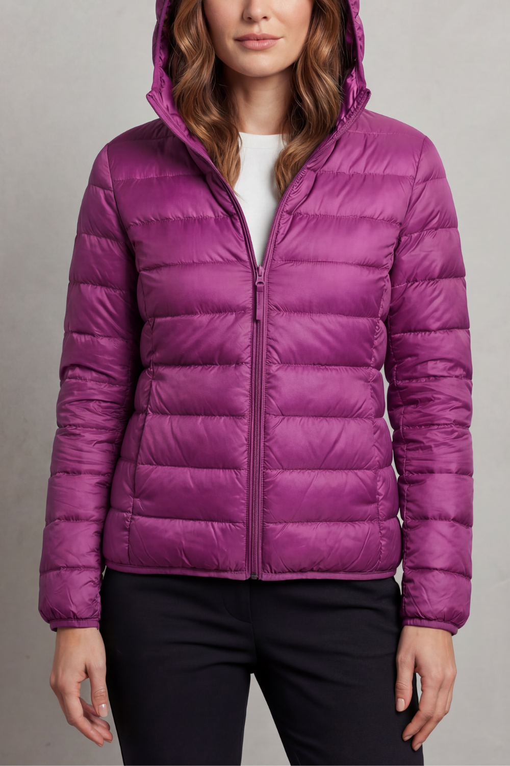 Lightweight Packable Hooded Puffer Jacket for Women