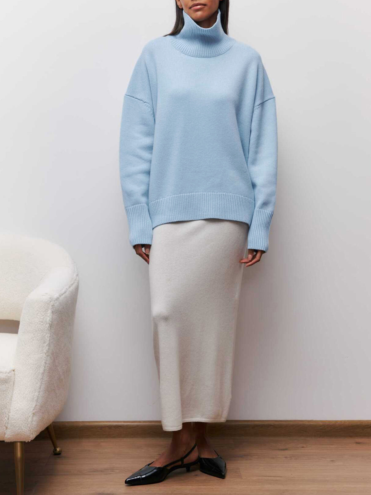 Women's Oversized Turtleneck Sweater - Cloudless Sky