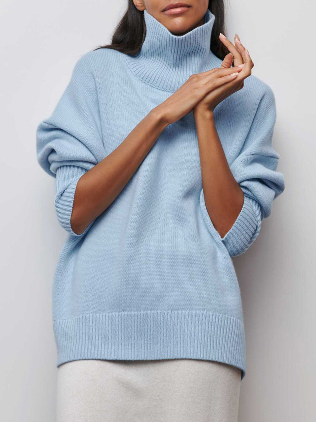Women's Oversized Turtleneck Sweater - Cloudless Sky