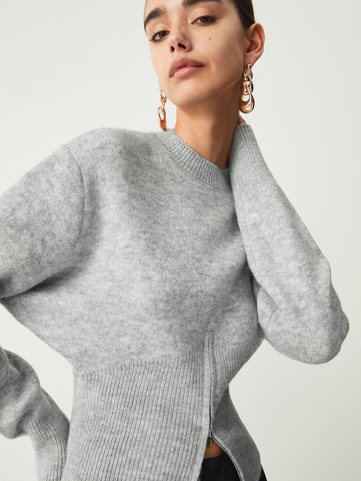 Women's Fuzzy Half Zip Sweater