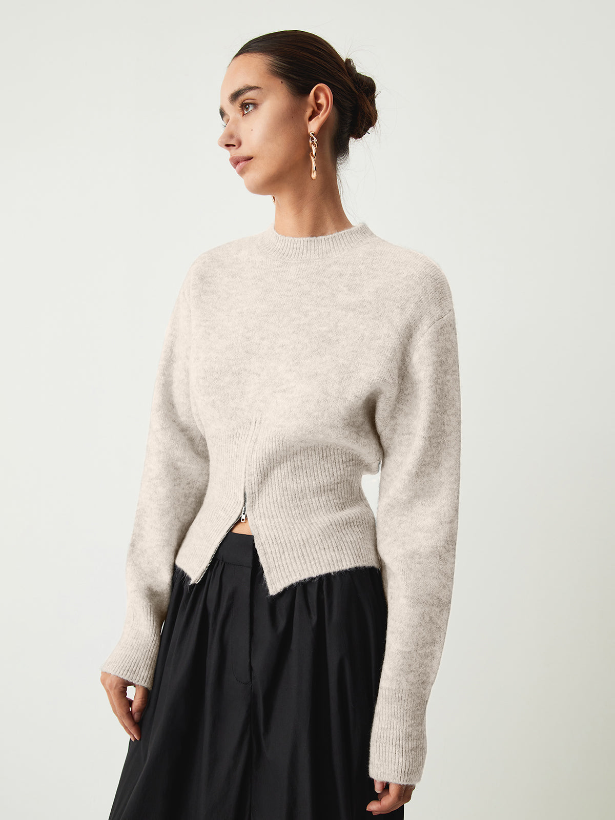 Women's Fuzzy Half Zip Sweater