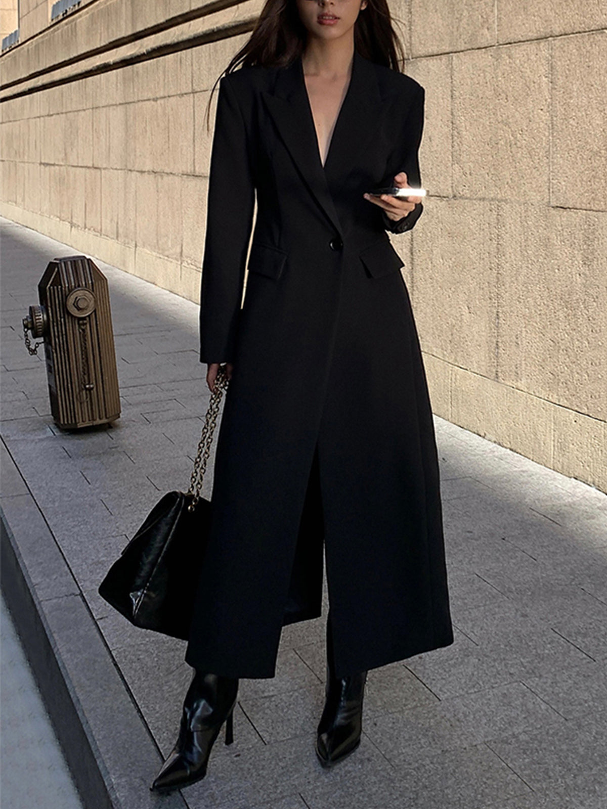 Women's Blazer Coat with Collar and Pocket