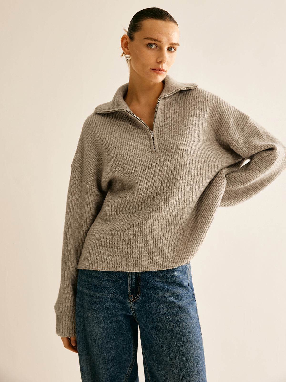 Women's Wool-Blend Zipper Sweater Co-ords