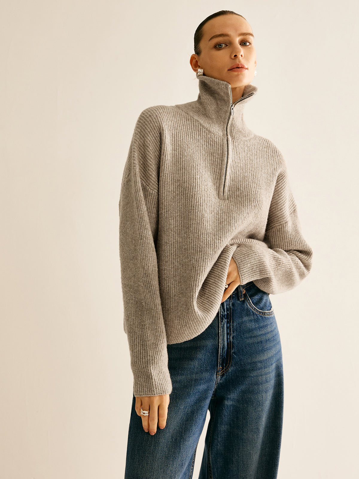 Women's Wool-Blend Zipper Sweater Co-ords