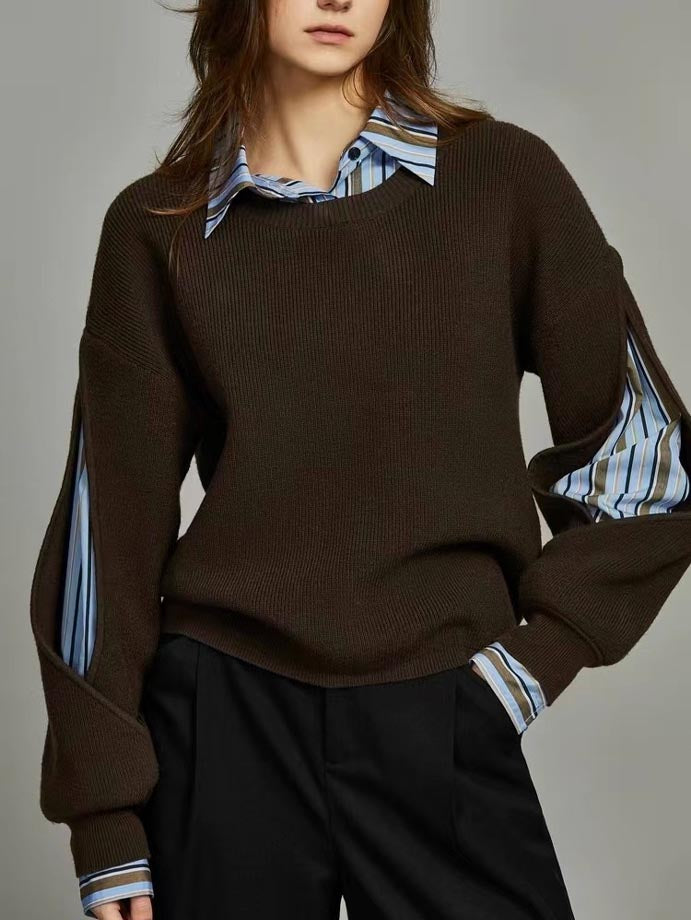 Women's Ribbed Cutout 2 in 1 Sweater