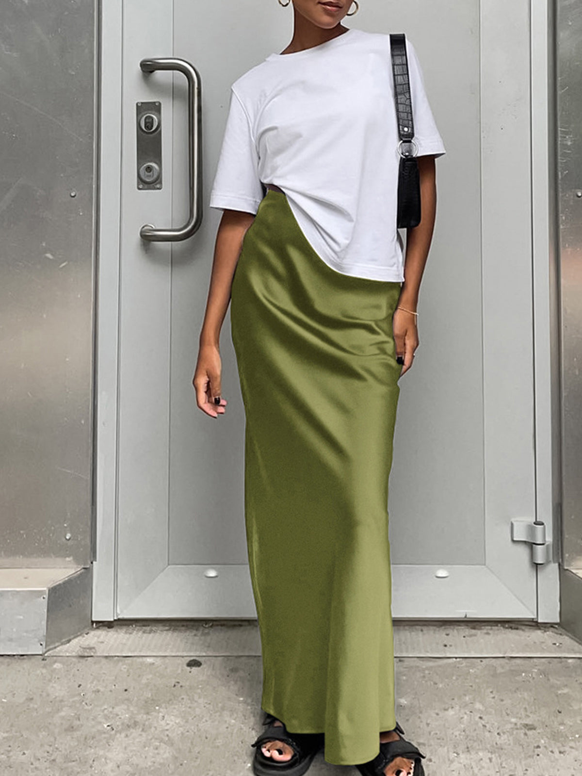 Women's Maxi Skirt - Utility Satin Design