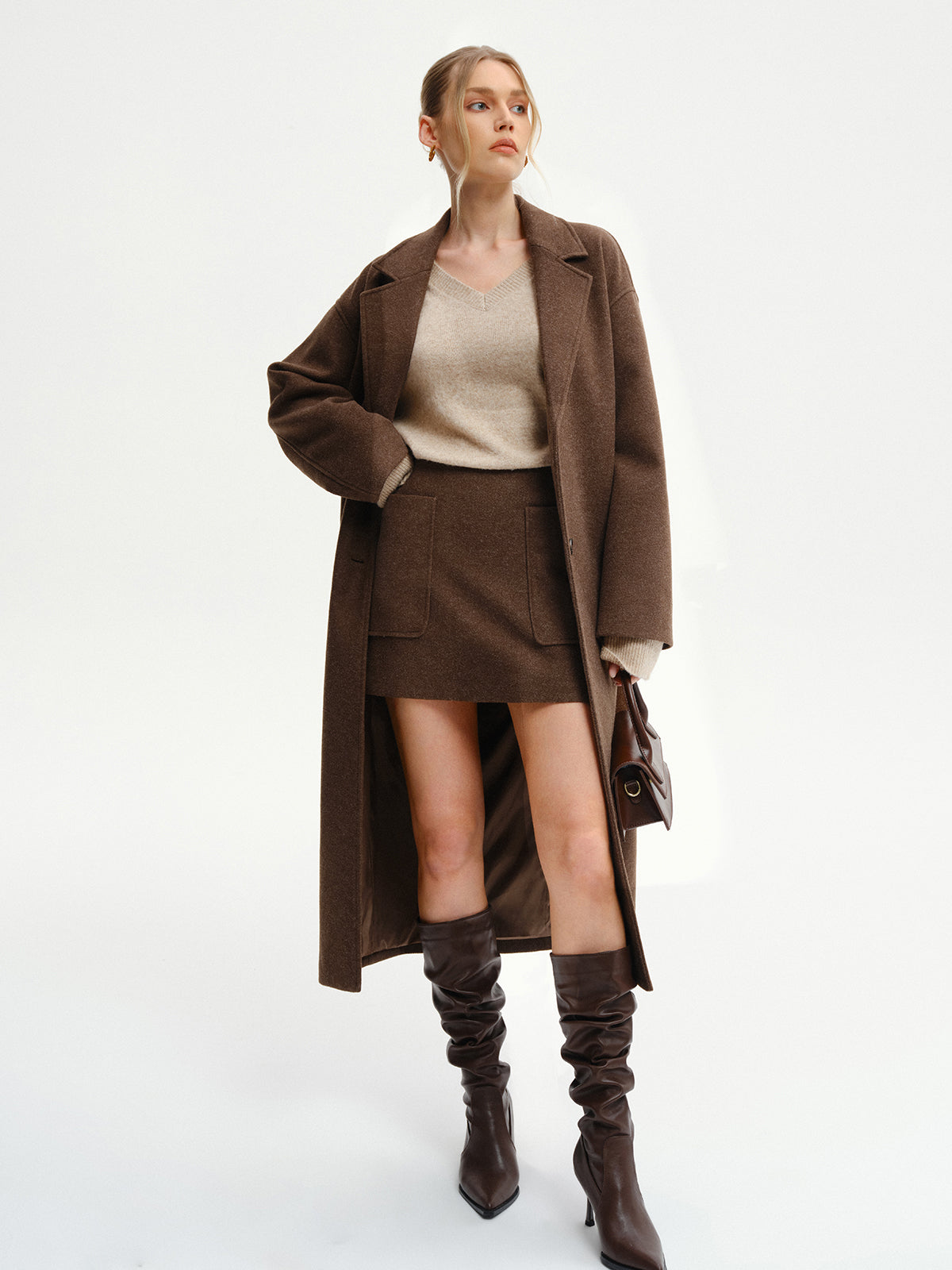 Women's Oversized Long Tweed Coat