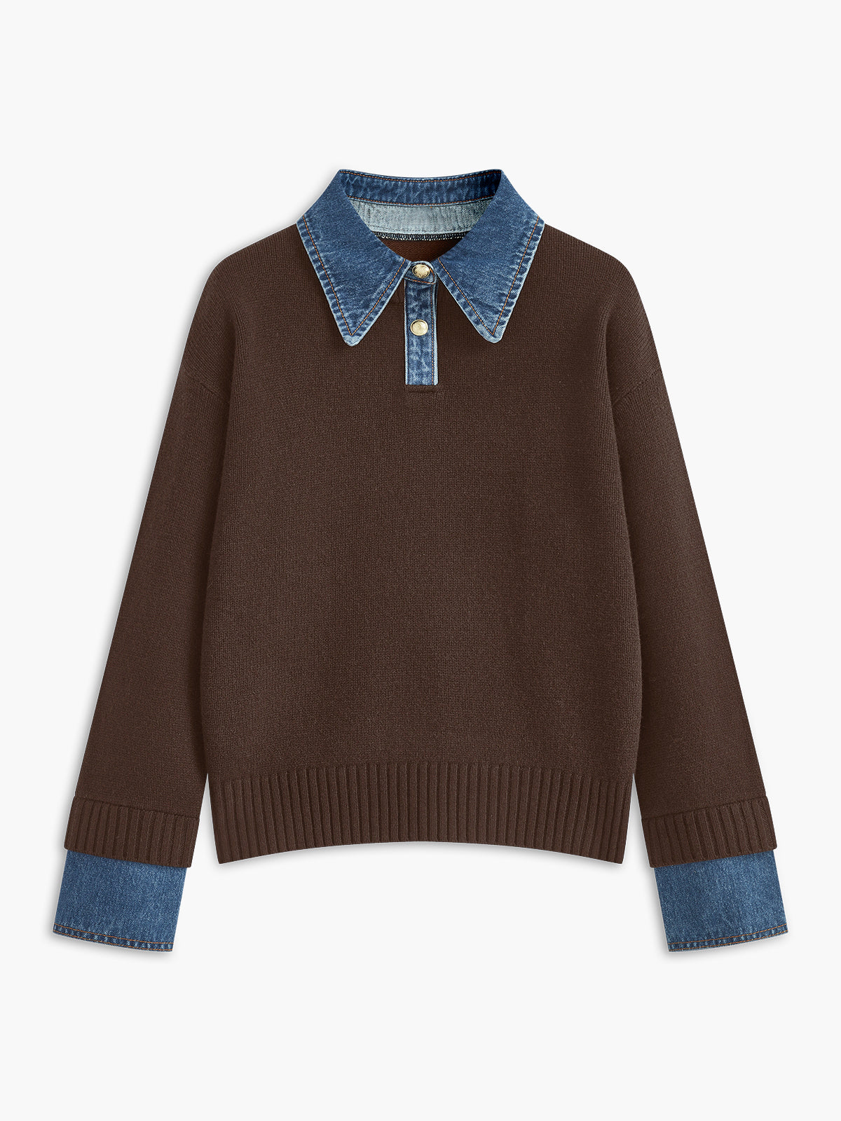 Women's Relaxed 2 in 1 Panel Lapel Sweater