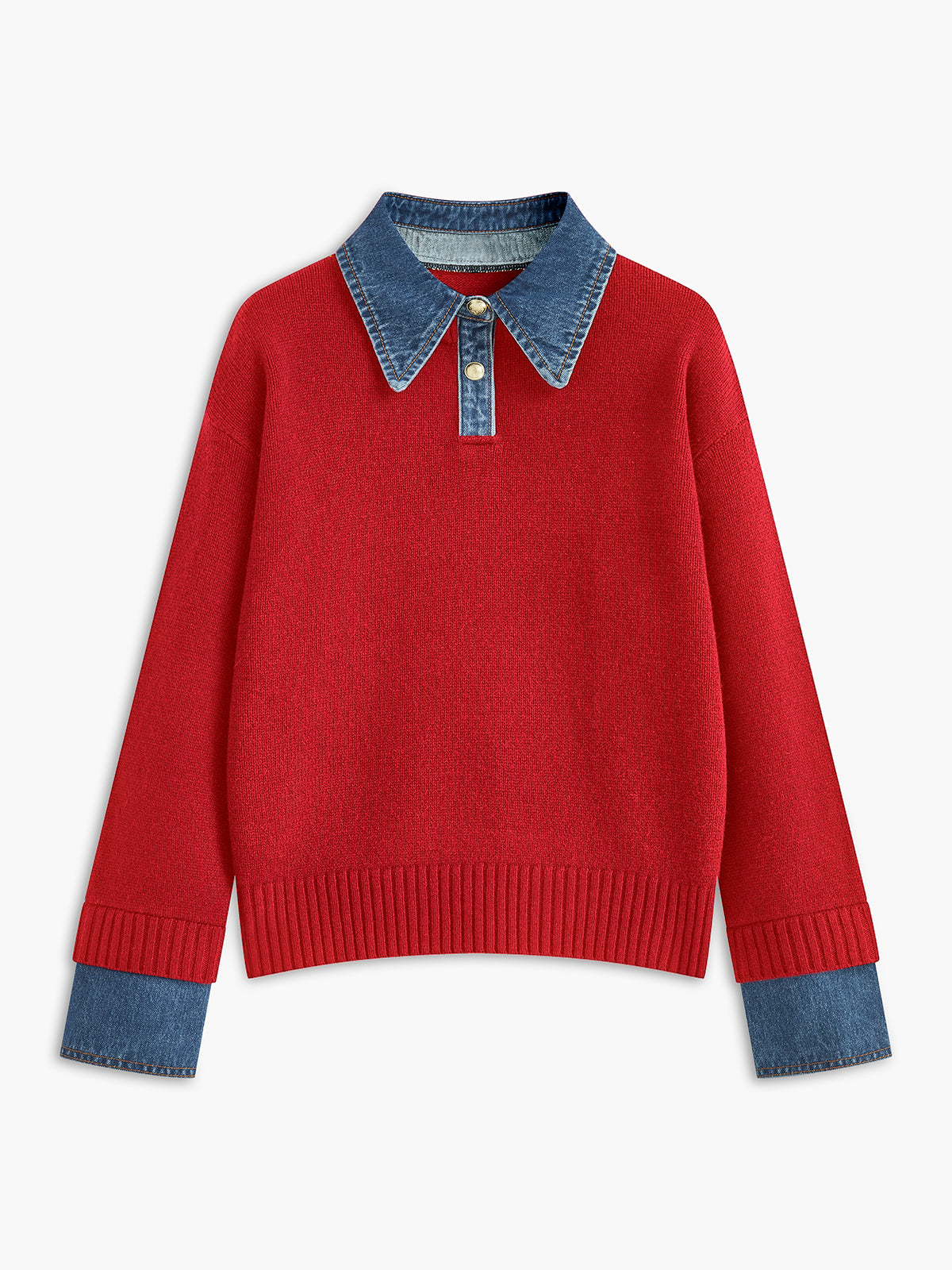 Women's Relaxed 2 in 1 Panel Lapel Sweater