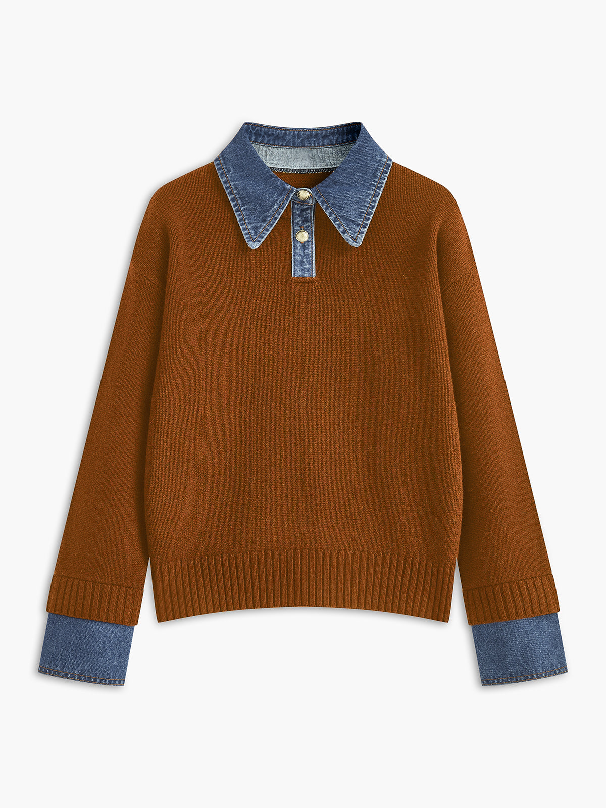 Women's Relaxed 2 in 1 Panel Lapel Sweater
