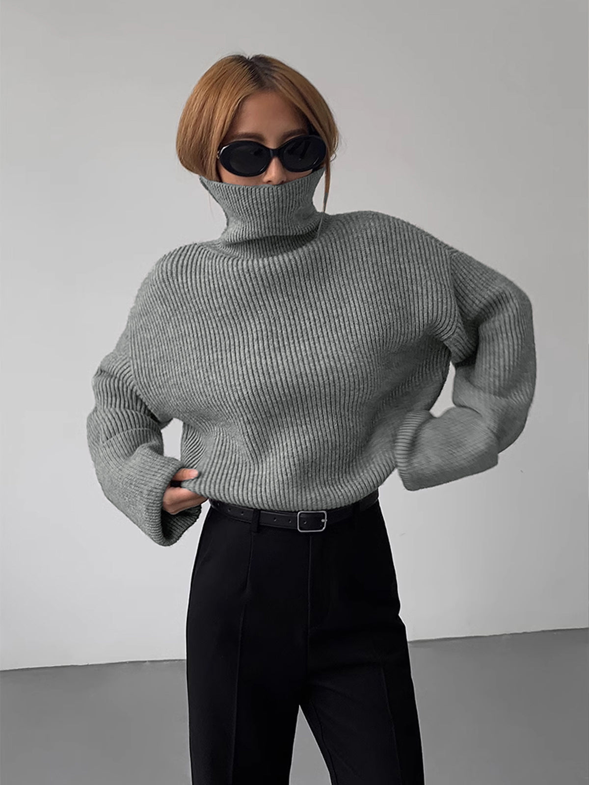 Women's Warm Ribbed Turtleneck Sweater