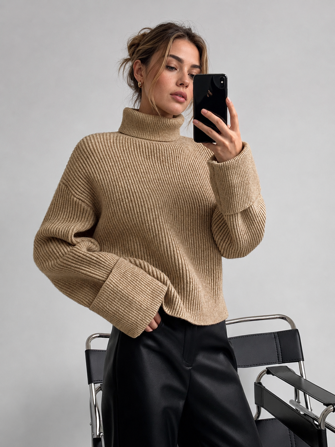 Women's Warm Ribbed Turtleneck Sweater
