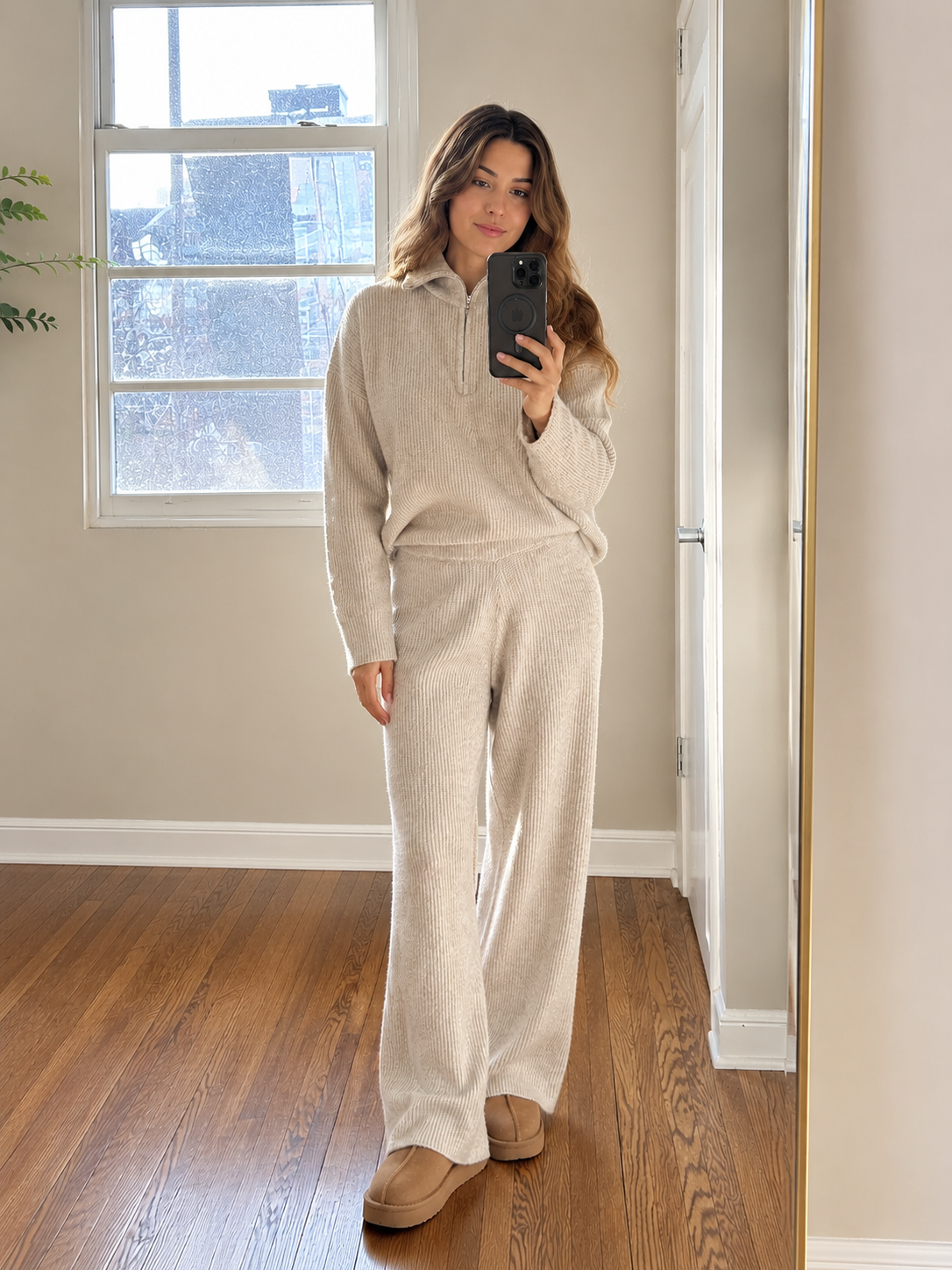 Women's Wool-Blend Zipper Sweater Co-ords