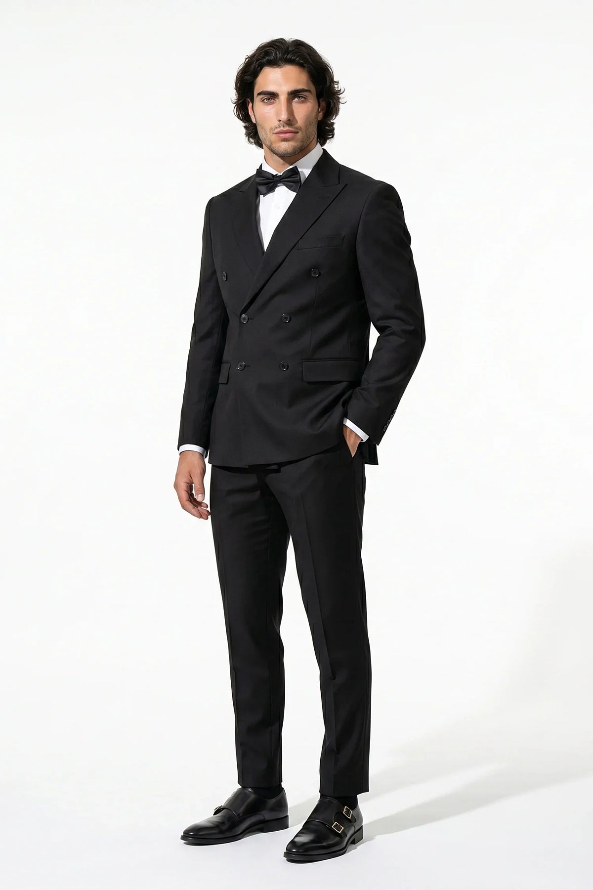 Men's Two Piece Suit Set Double Breasted Peaked Lapel Tailored