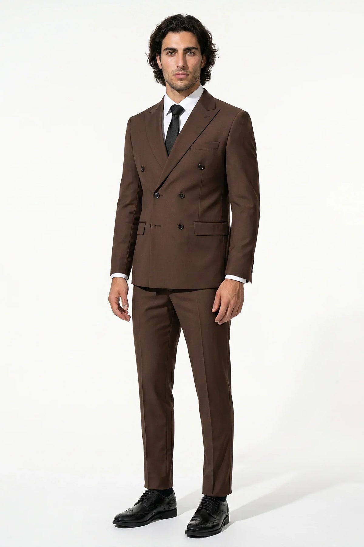Men's Two Piece Suit Set Double Breasted Peaked Lapel Tailored