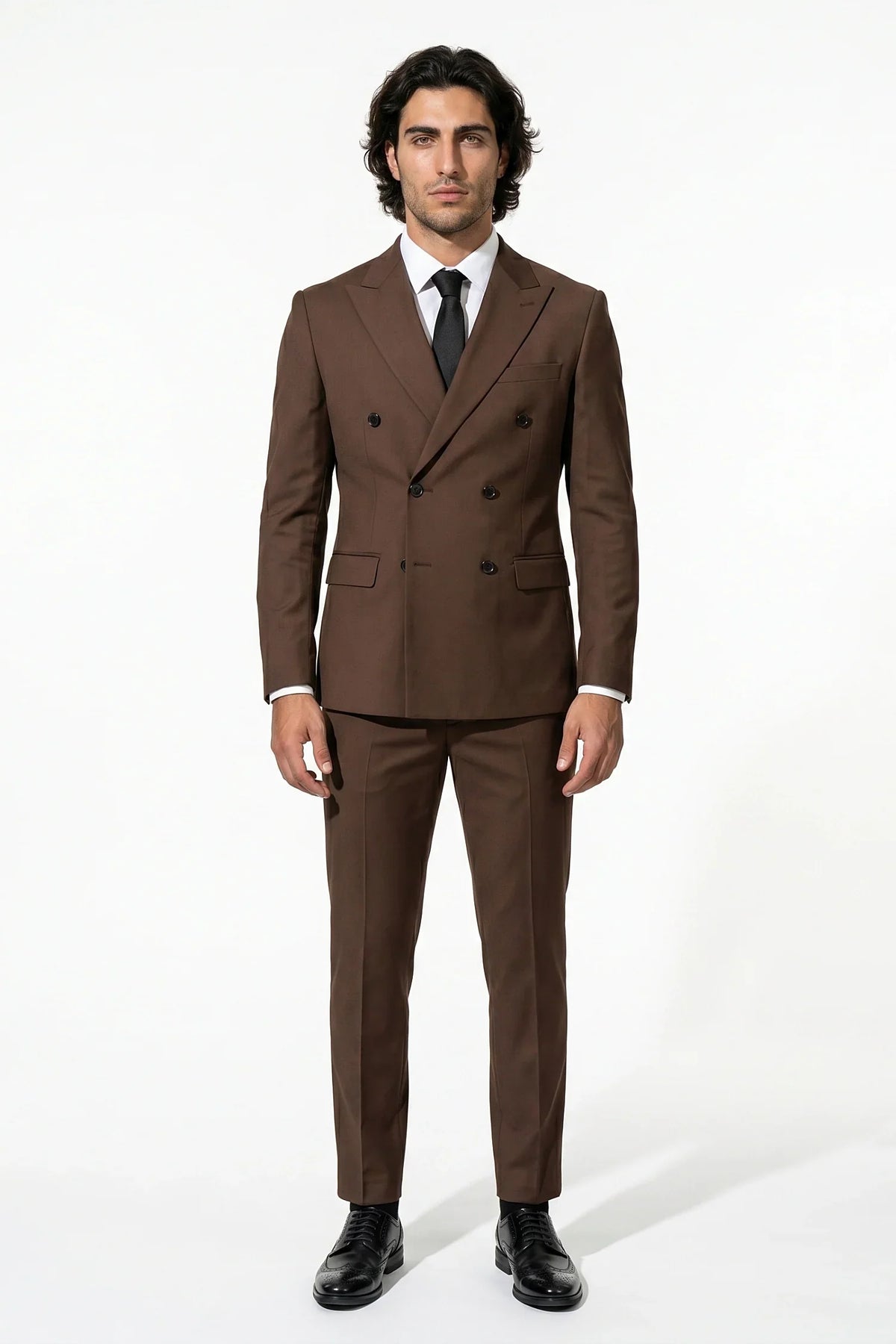 Men's Two Piece Suit Set Double Breasted Peaked Lapel Tailored