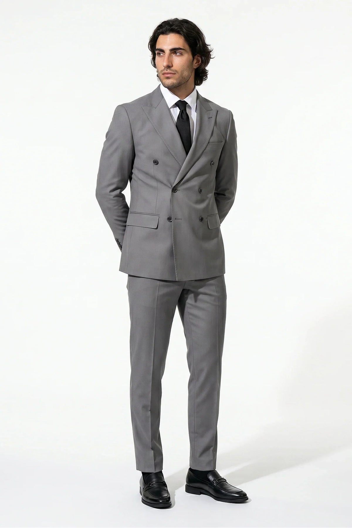 Men's Two Piece Suit Set Double Breasted Peaked Lapel Tailored