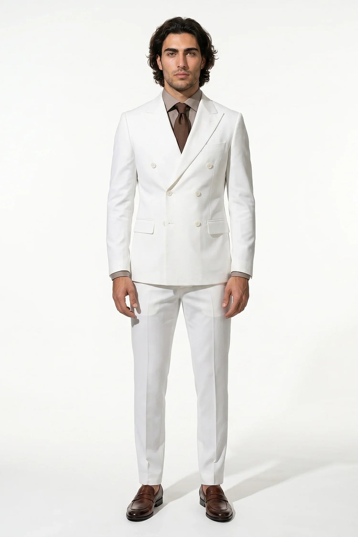 Men's Two Piece Suit Set Double Breasted Peaked Lapel Tailored