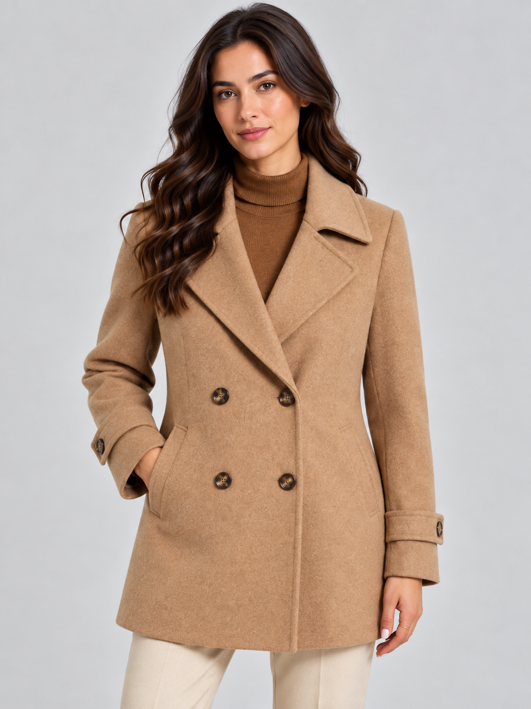 Women's Short Double-Breasted Tailored Winter Coat