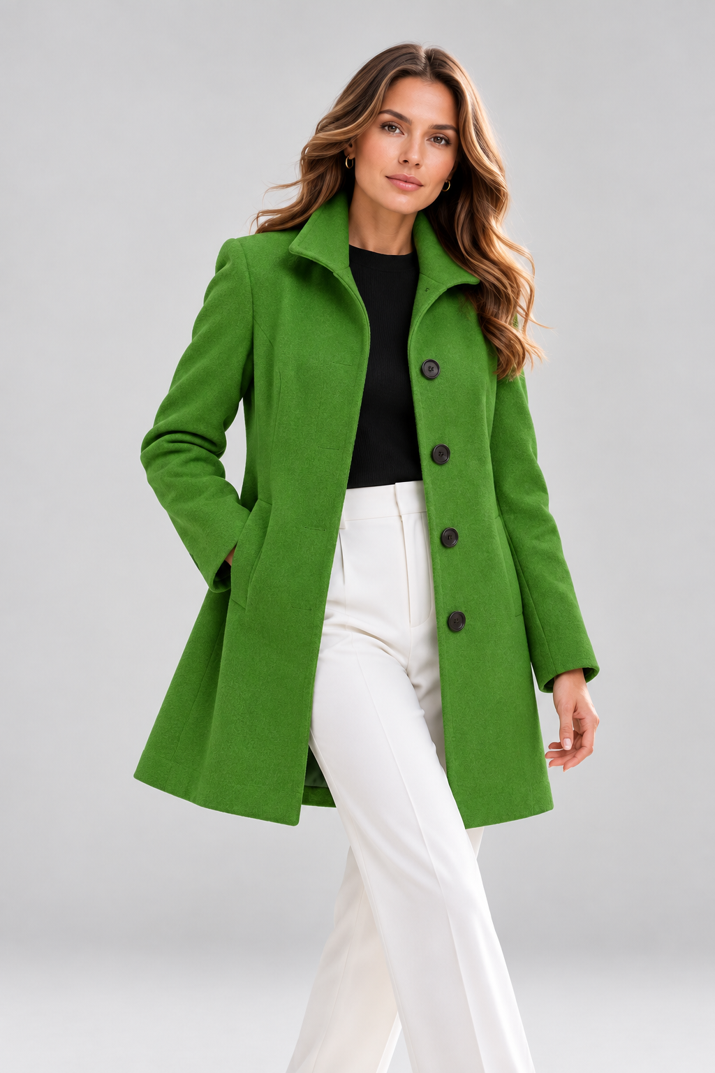 Classic Women's Button Coat β Elegant Straight-Fit Jacket