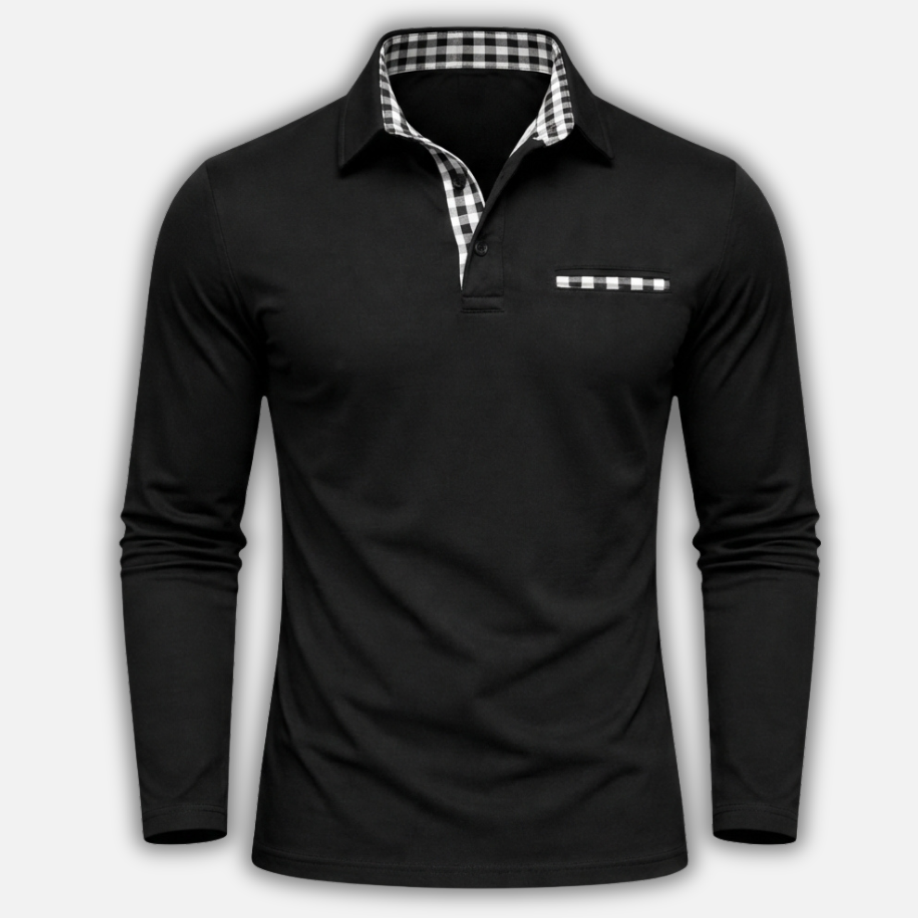 Men's Checkered Knit Polo Shirt - Casual Summer