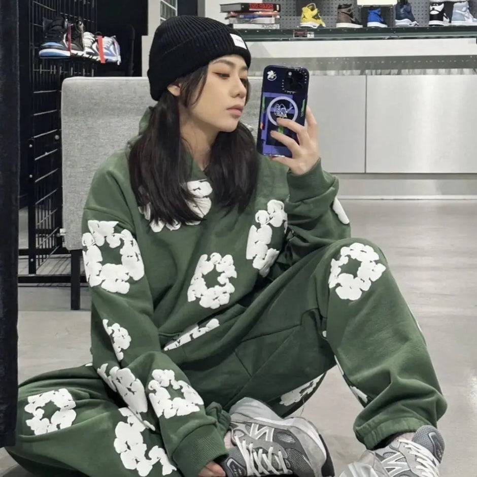 Denim Tears Printed Tracksuit Set for Men & Women β Casual Streetwear Outfit
