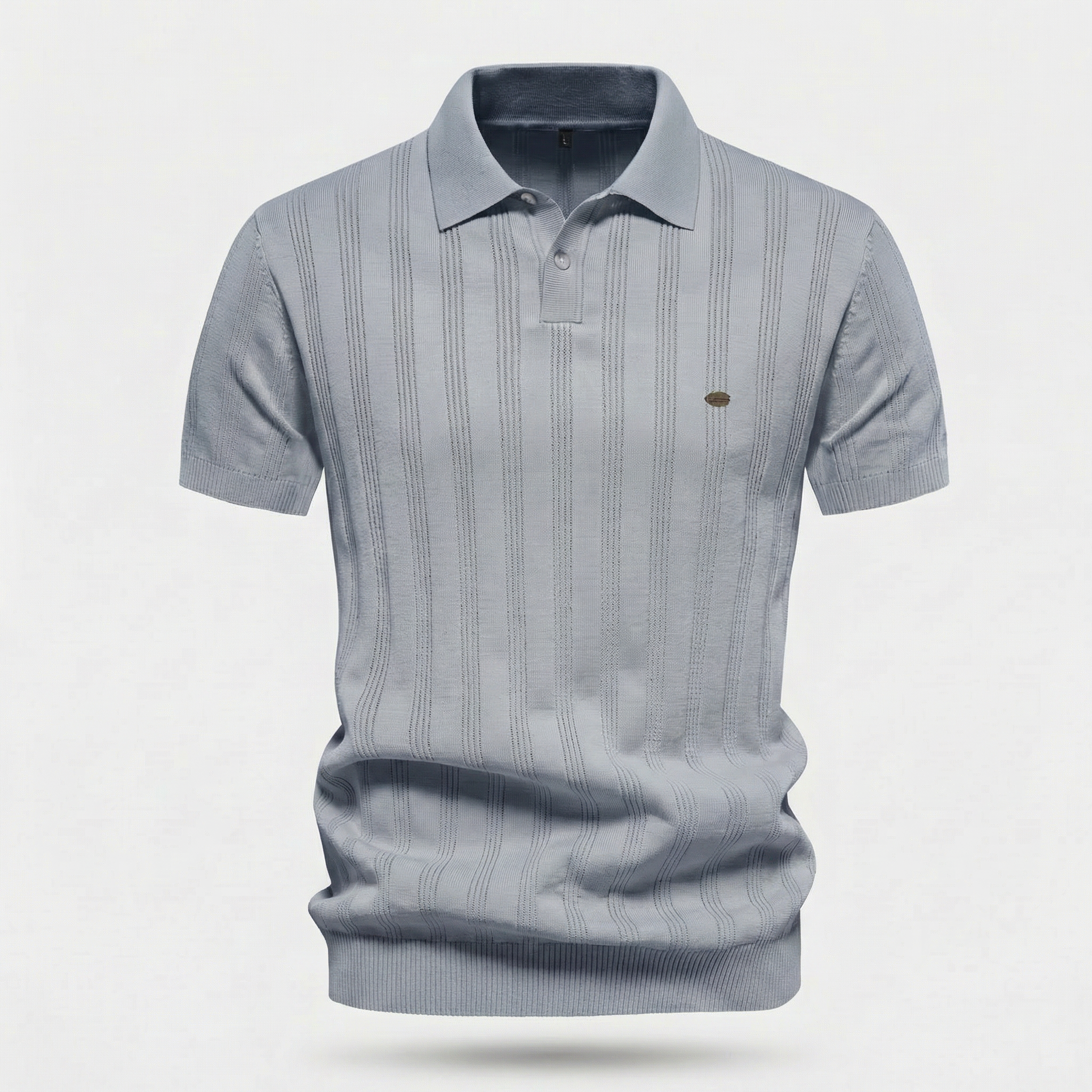 Men's Ribbed Knit Polo Shirt - Casual Summer