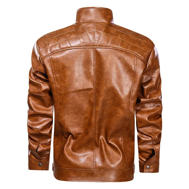 Men's Genuine Leather Jacket - Natural Grain Finish