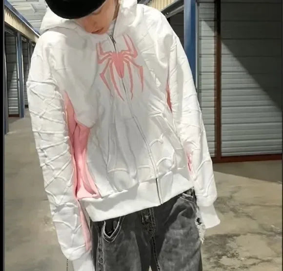 Men's Spider Print Hoodie - Y2K Hip Hop Streetwear