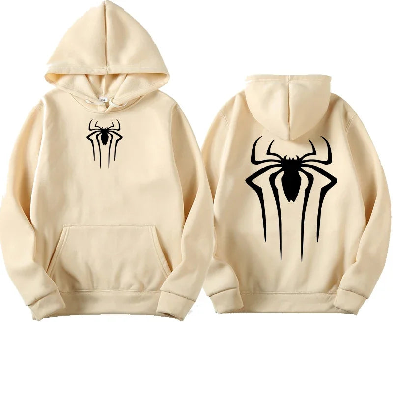 Men's Spider Print Casual Hoodie - Unisex Streetwear Style
