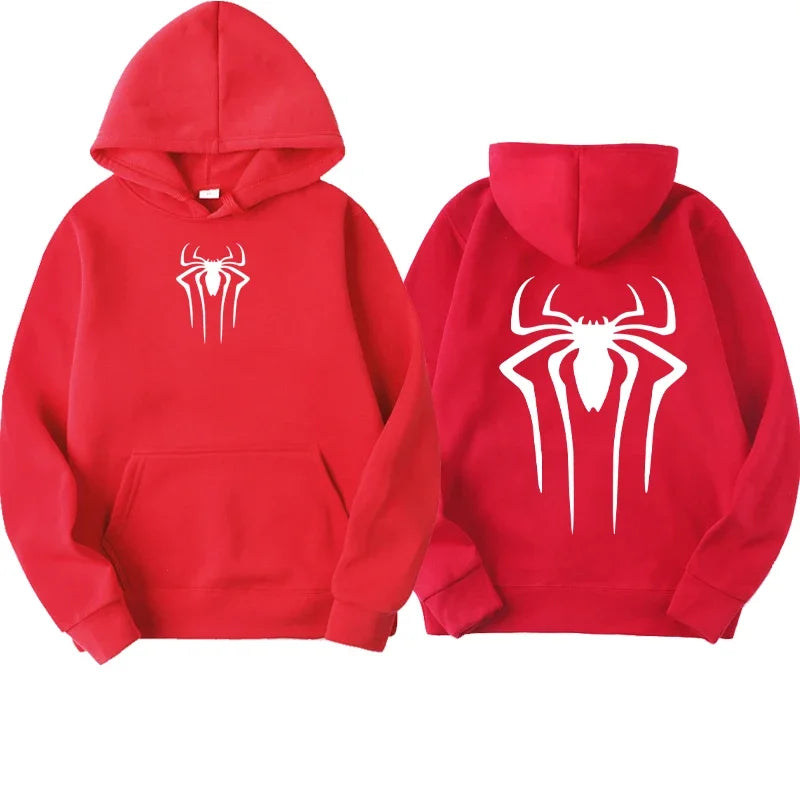 Men's Spider Print Casual Hoodie - Unisex Streetwear Style
