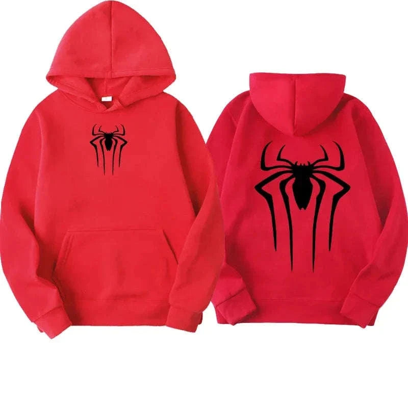 Men's Spider Print Casual Hoodie - Unisex Streetwear Style