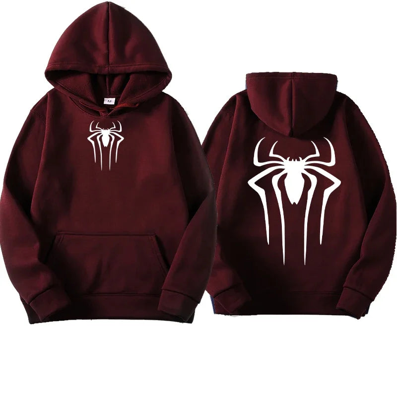 Men's Spider Print Casual Hoodie - Unisex Streetwear Style