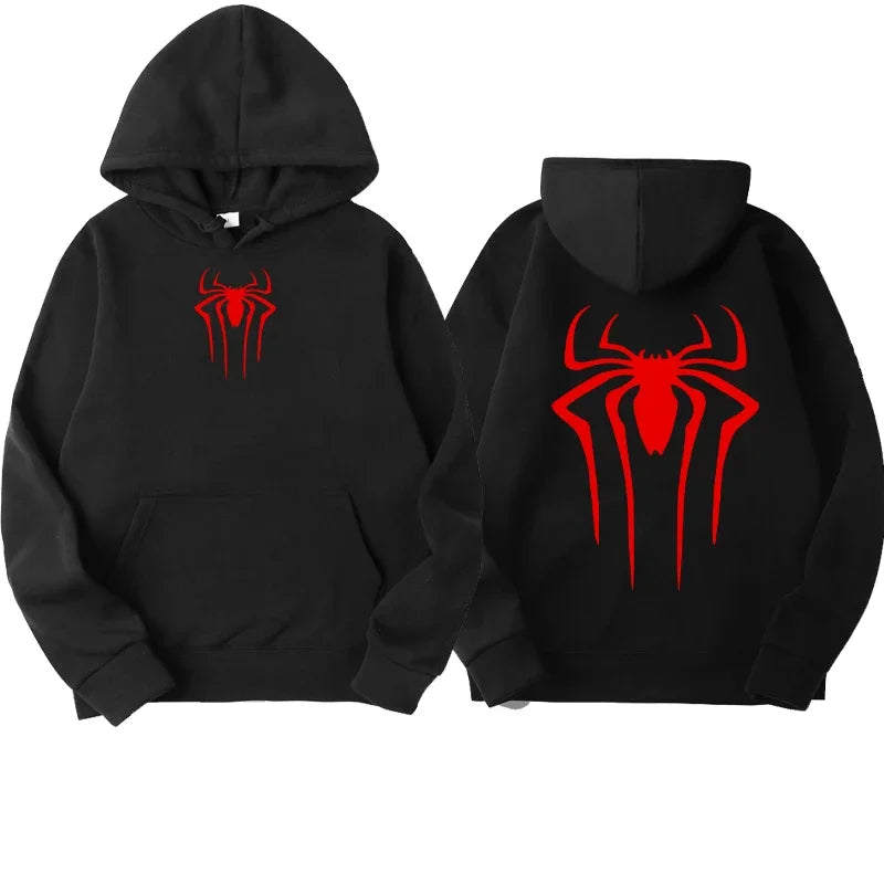 Men's Spider Print Casual Hoodie - Unisex Streetwear Style