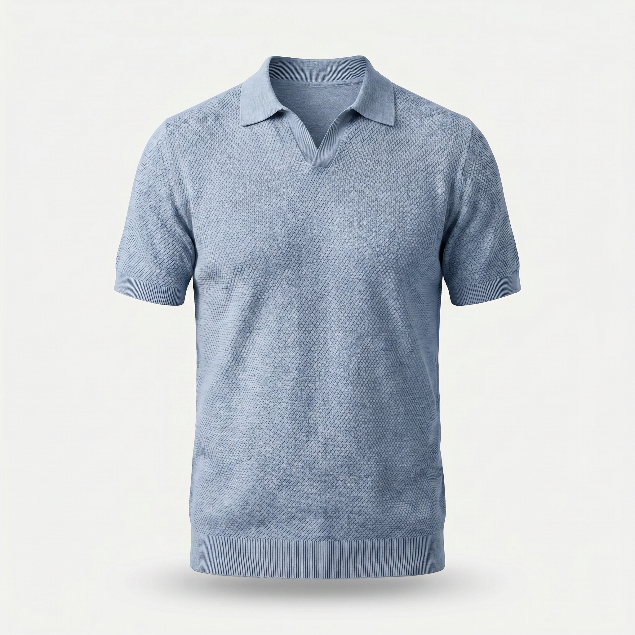 Men's Textured Knit Polo Shirt - Casual Summer