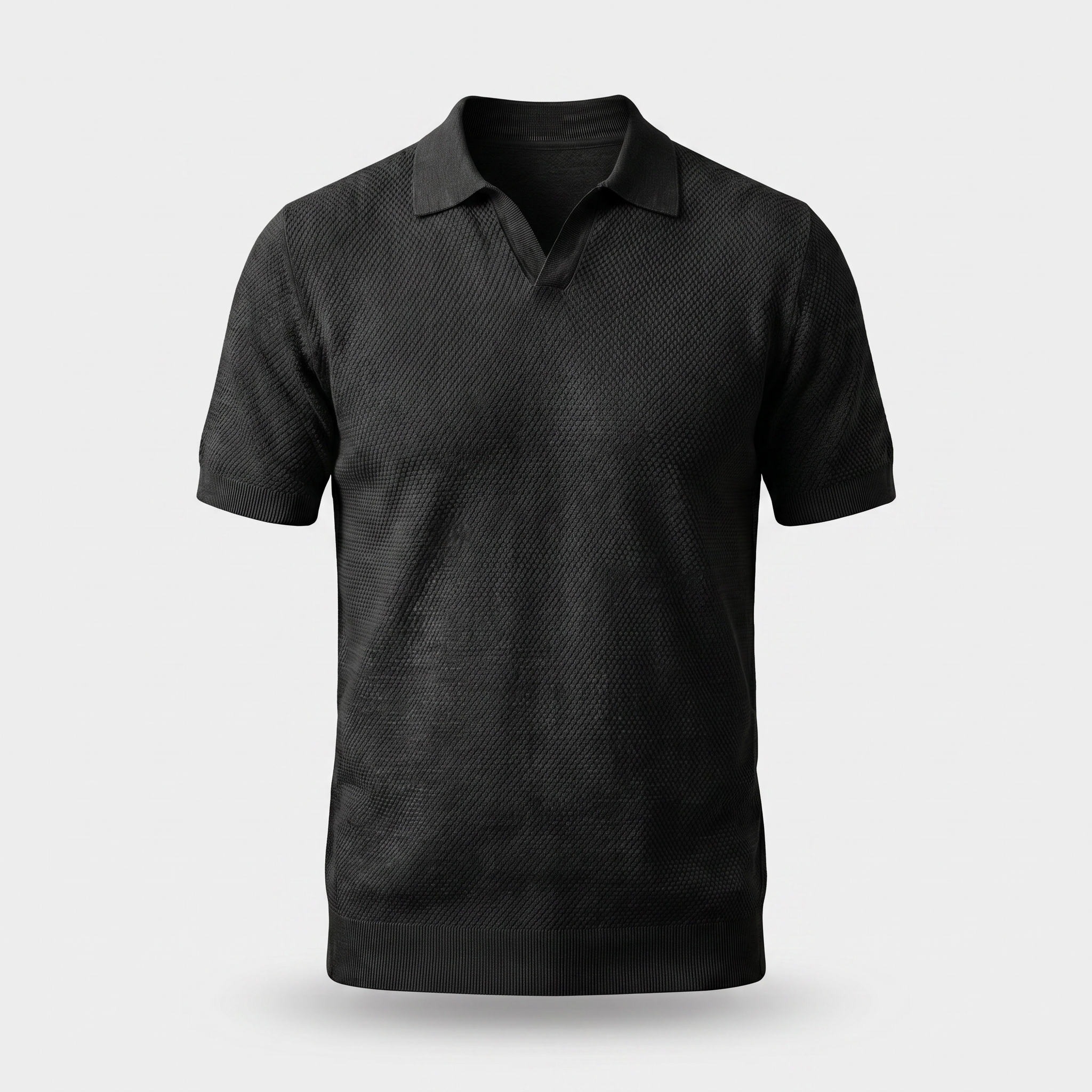 Men's Textured Knit Polo Shirt - Casual Summer