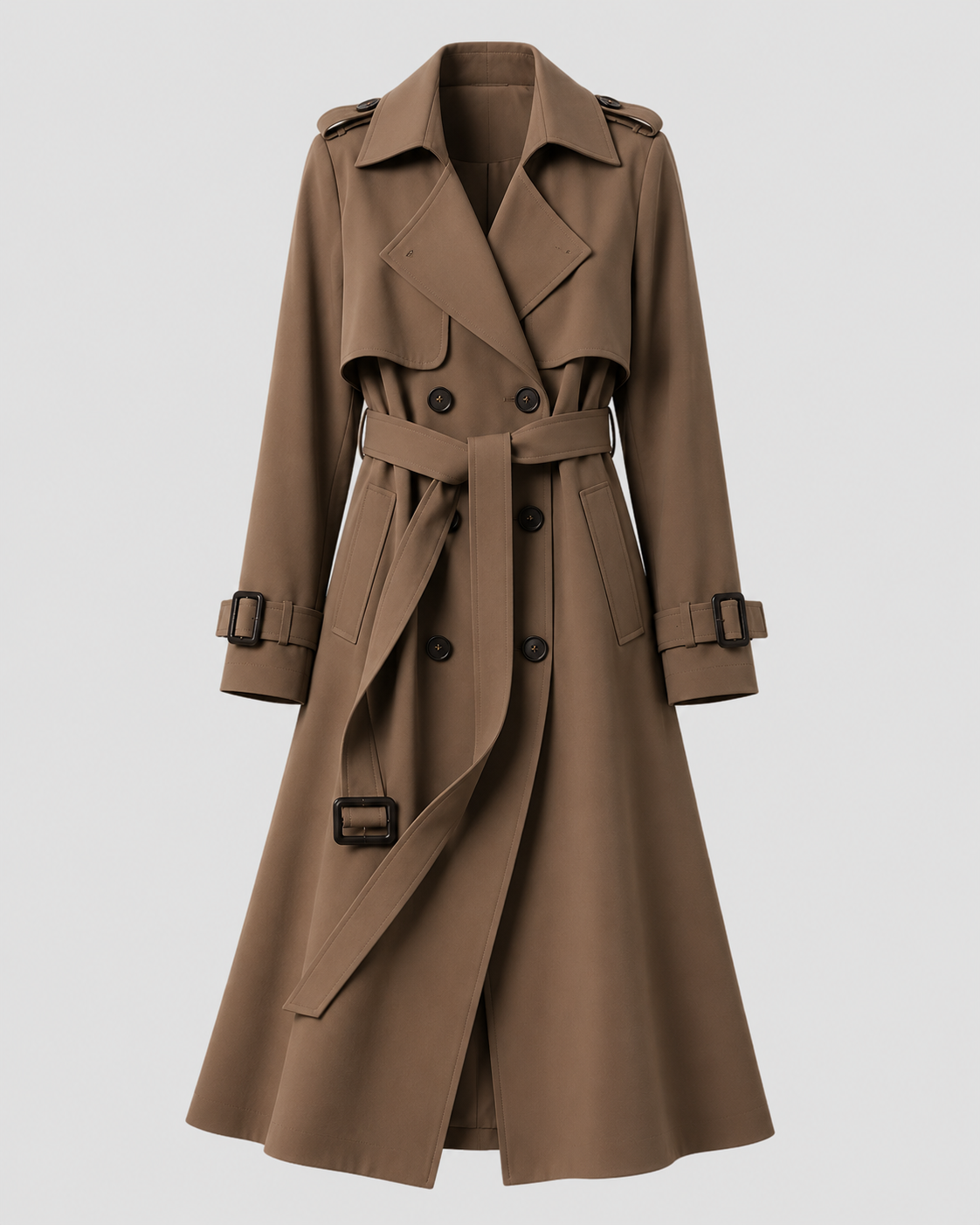 Long Belted Trench Coat for Women β Double Breasted Style