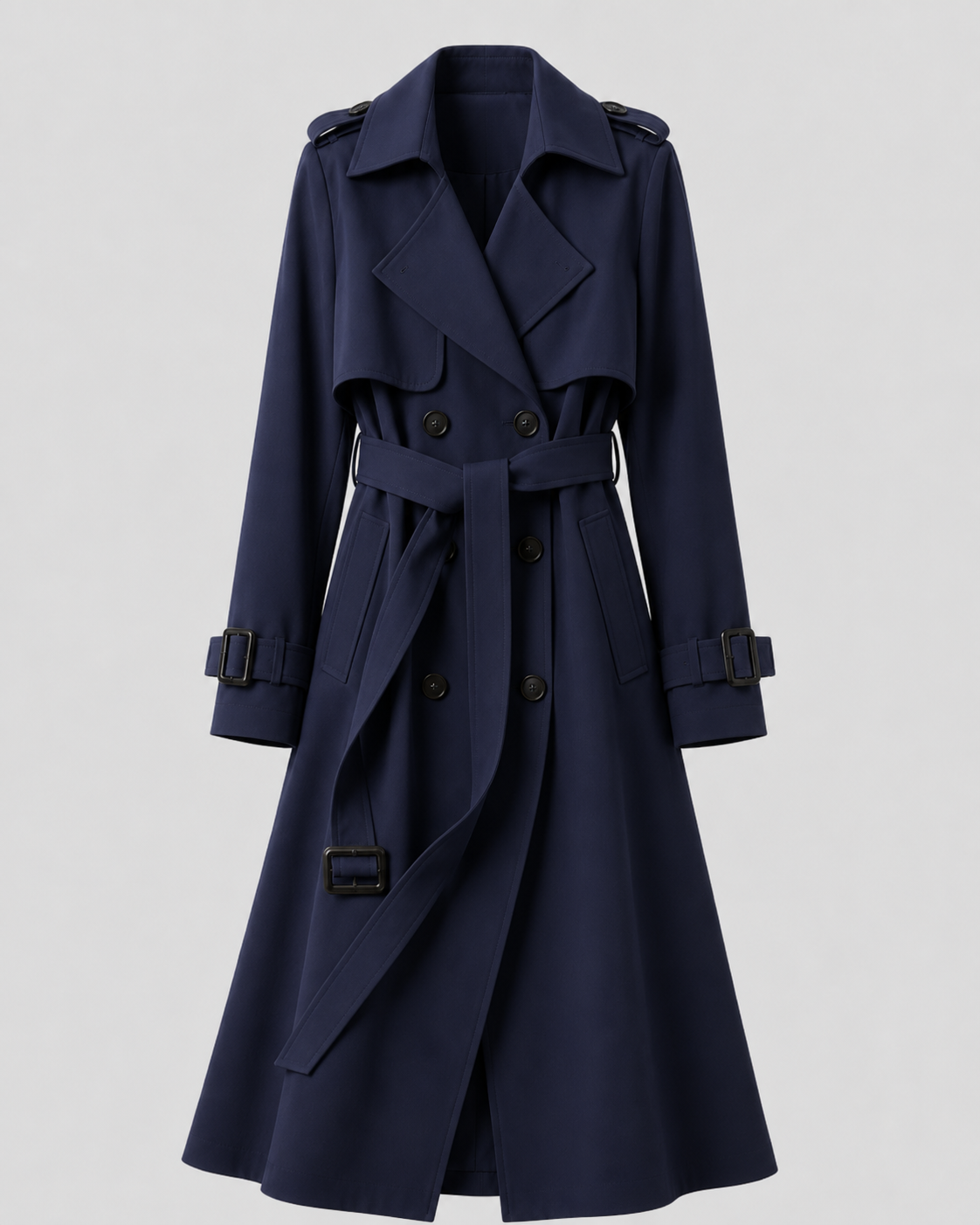 Long Belted Trench Coat for Women β Double Breasted Style