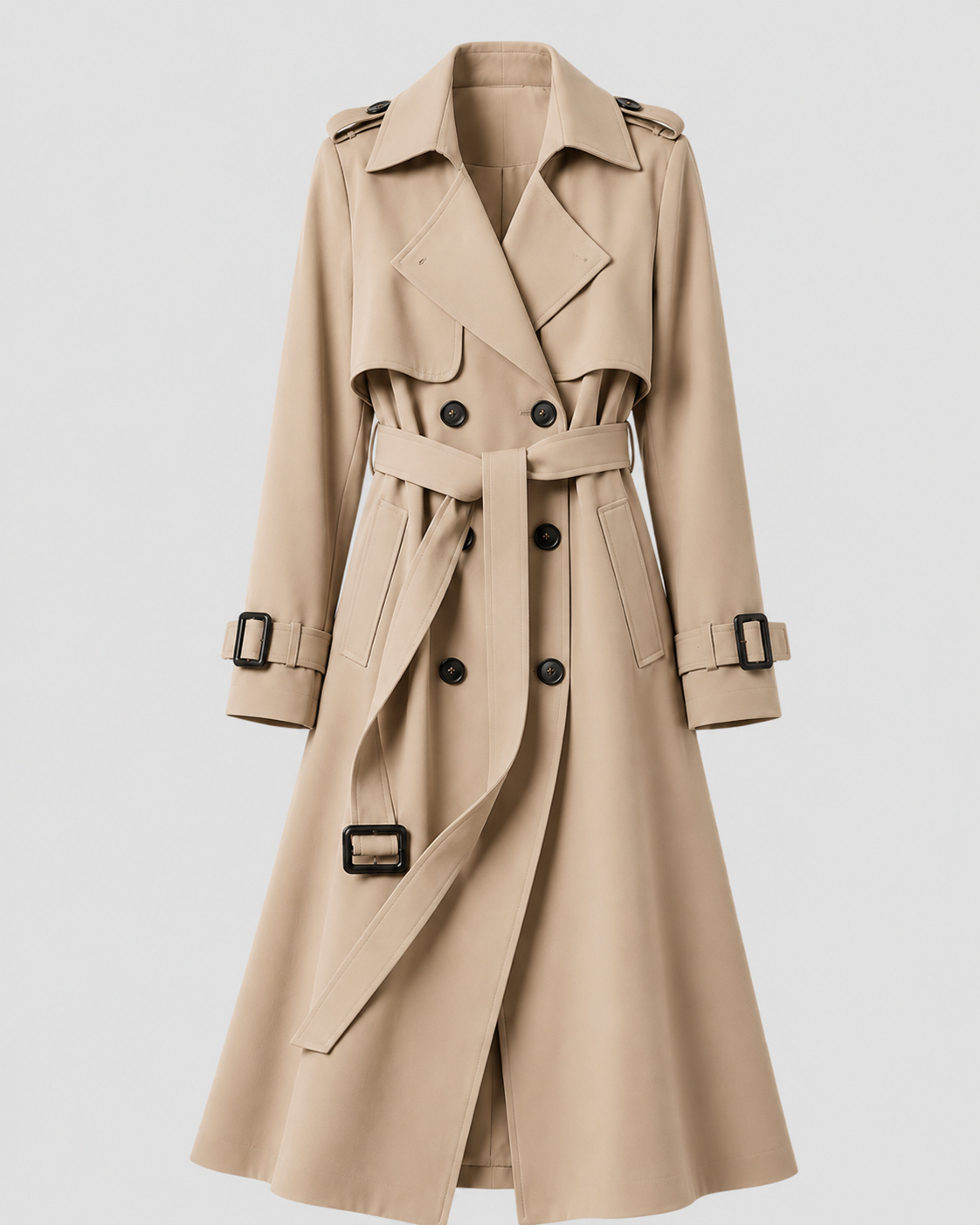 Long Belted Trench Coat for Women β Double Breasted Style