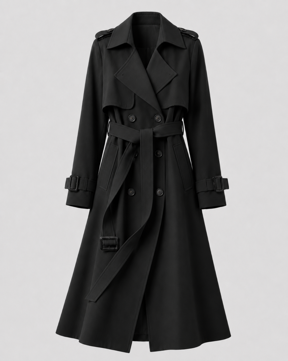 Long Belted Trench Coat for Women β Double Breasted Style
