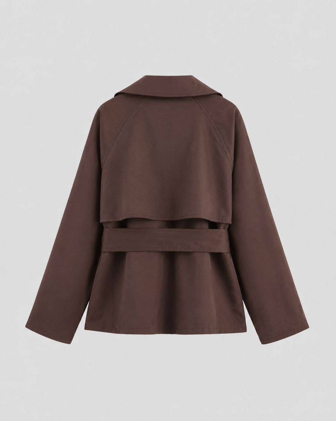 Women's Double-Breasted Cropped Trench Coat with Tie Waist