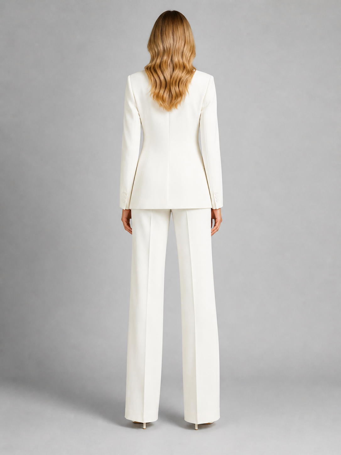 Women's Tailored Blazer & Wide Leg Pants Suit Set