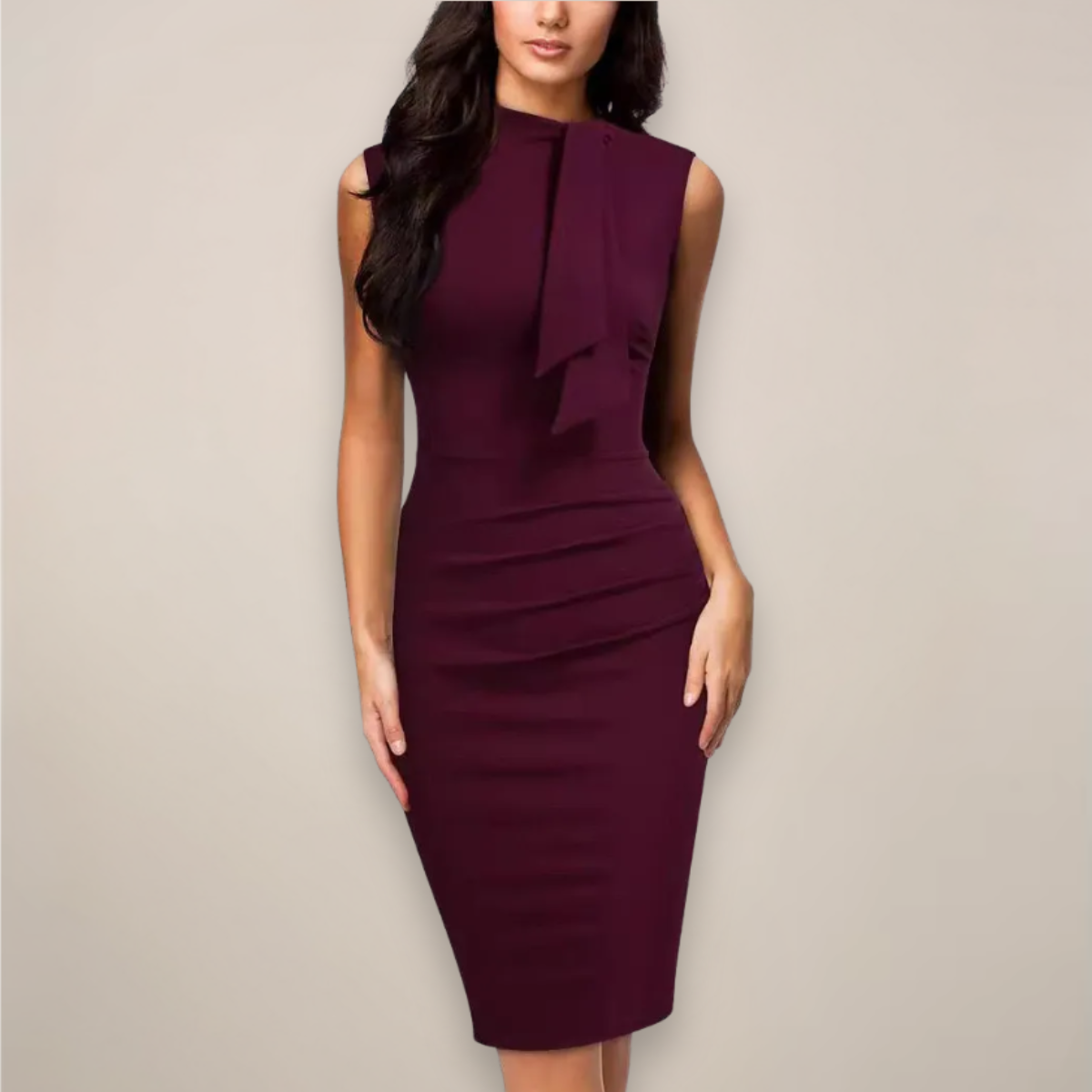 Women's Wrap Midi Dress - V-Neck Style for Work Events